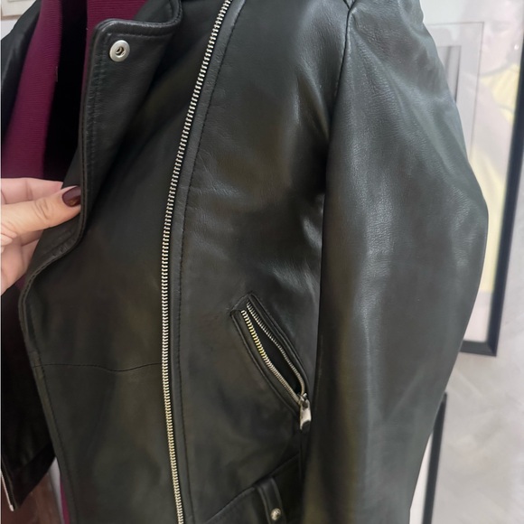 Zara Black Leather Jacket with Silver Accents - Picture 1 of 5